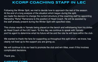 Karmine Corp ha apportato modifiche allo staff tecnico della sua squadra LEC